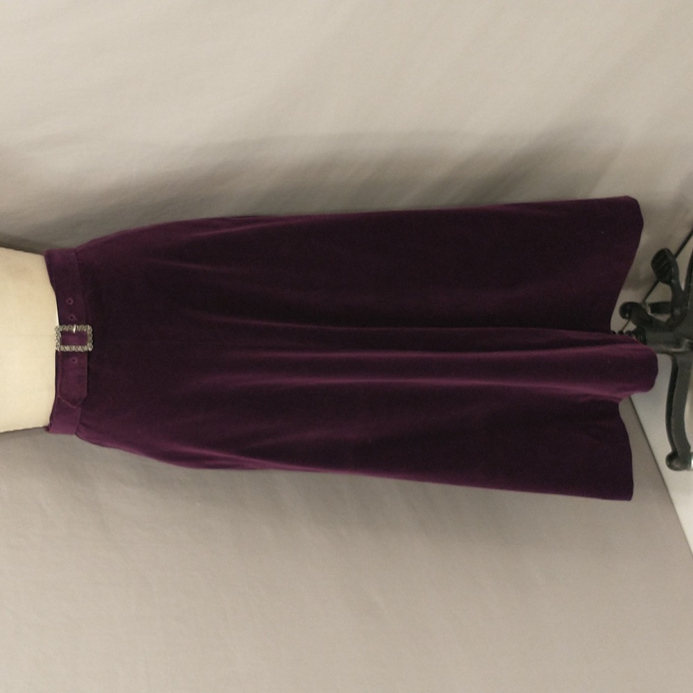 True Vintage Velvet Maxi Skirt Rich Purple Color Matching Belt See Measurements